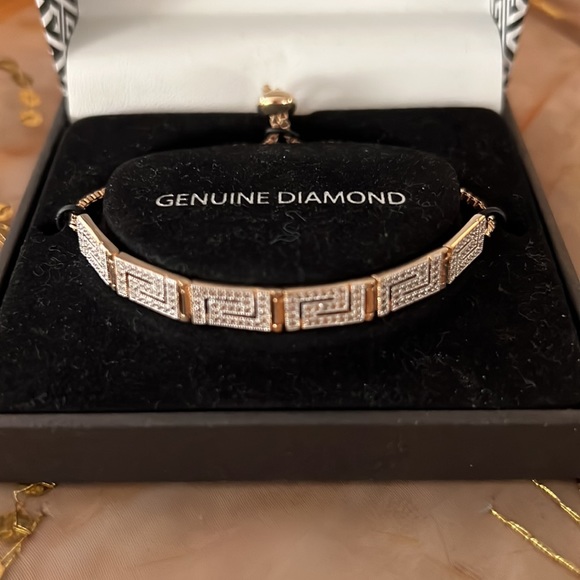 New in box beautiful Greek key gold bracelet adjustable to fit wrist - Picture 2 of 5